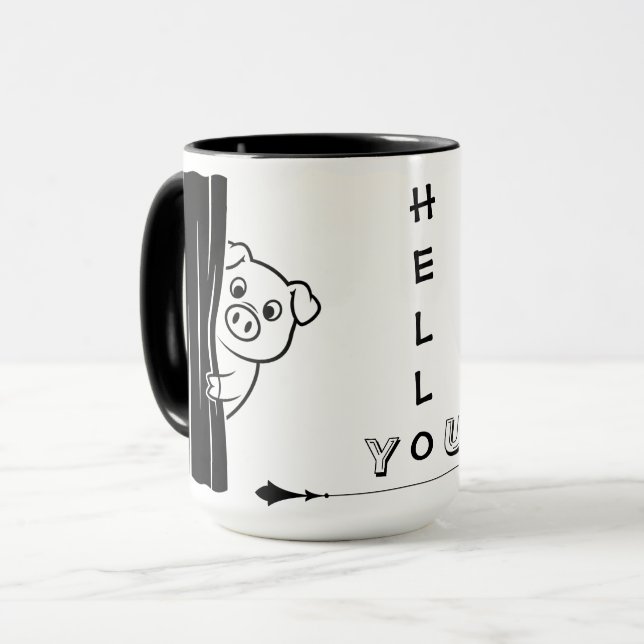 Schwein Peekaboo Lustiger Becher Tasse (Vorderseite Links)
