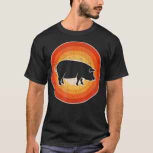 Schwein Retro Vintage Stil 60er 70er Bauernhof Ges T-Shirt