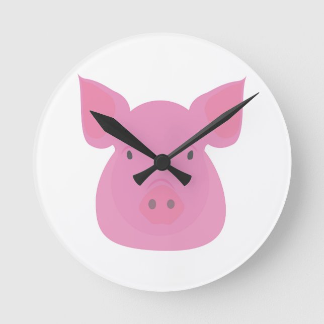 Schwein Runde Wanduhr (Vorderseite)
