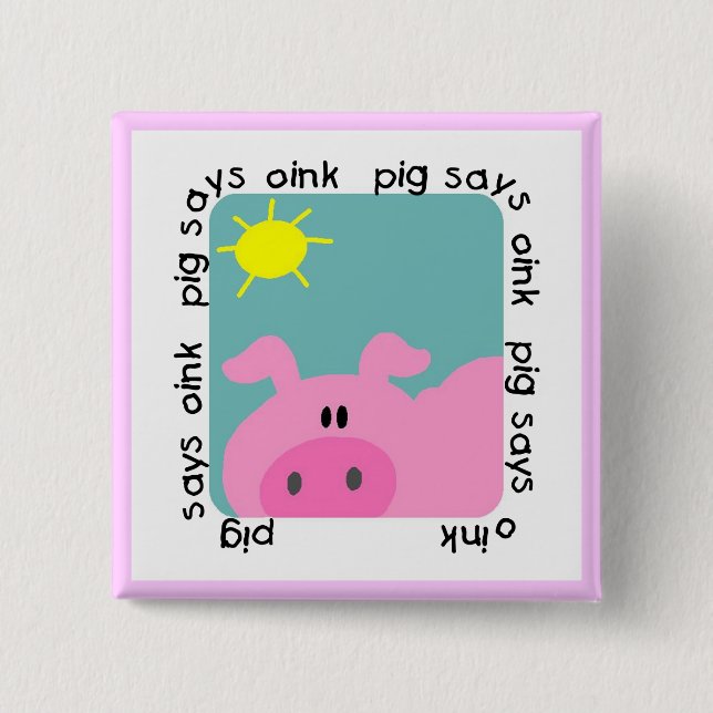 Schwein sagt Oink T-Shirts und Geschenke Button (Vorderseite)
