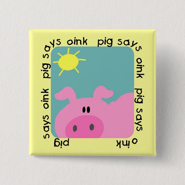Schwein sagt Oink T-Shirts und Geschenke Button (Vorderseite)