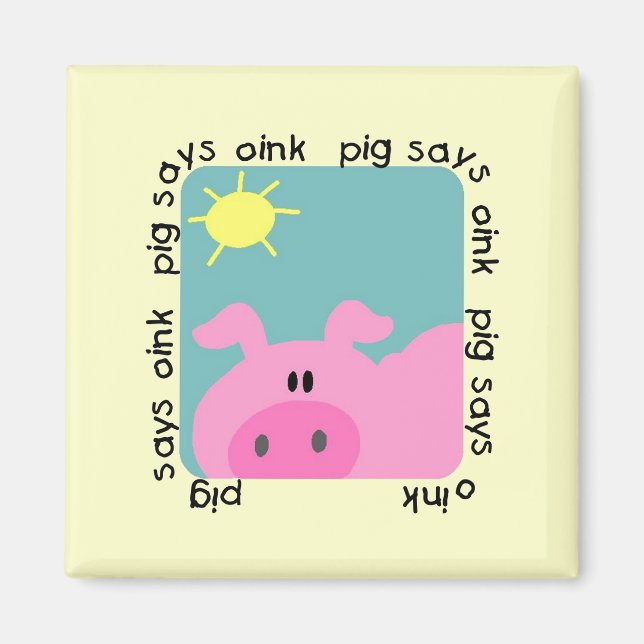 Schwein sagt Oink T-Shirts und Geschenke Magnet (Vorne)