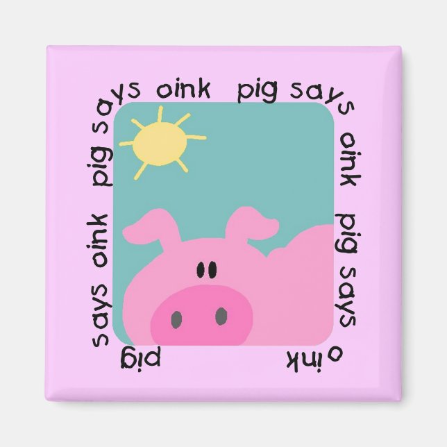 Schwein sagt Oink T-Shirts und Geschenke Magnet (Vorne)
