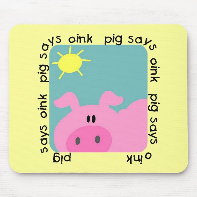 Schwein sagt Oink T-Shirts und Geschenke Mousepad (Vorne)