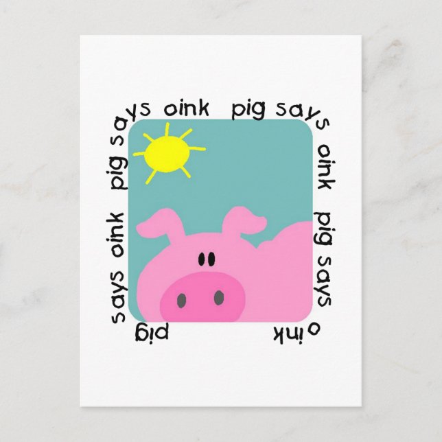 Schwein sagt Oink T-Shirts und Geschenke Postkarte (Vorderseite)