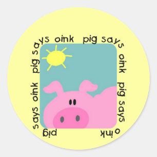 Schwein sagt Oink T-Shirts und Geschenke Runder Aufkleber
