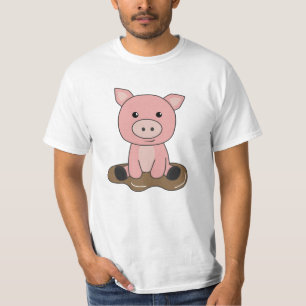 Schwein Schwein Piglet Muschel Puddle Schlamm T-Shirt