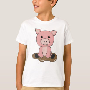 Schwein Schwein Piglet Muschel Puddle Schlamm T-Shirt