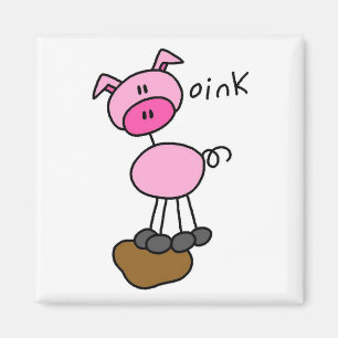 Schwein-Stick-Figur-T-Shirts und Geschenke Magnet