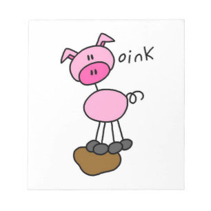 Schwein-Stick-Figur-T-Shirts und Geschenke Notizblock