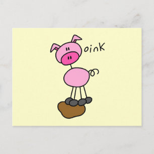 Schwein-Stick-Figur-T-Shirts und Geschenke Postkarte