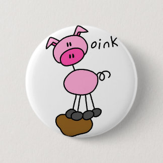 Schwein-Strichmännchen-Knopf Button