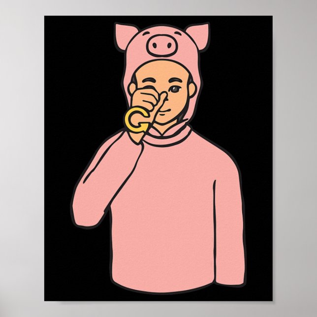 Schwein Tier ASL Handgeste Taub Hörverlust Bewusst Poster (Vorne)