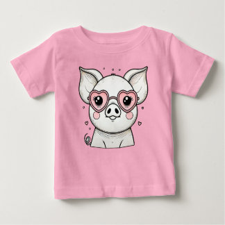 Schwein trägt herzförmige Sonnenbrille Baby T-shirt