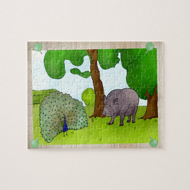 Schwein und Pfau Puzzle (Horizontal)