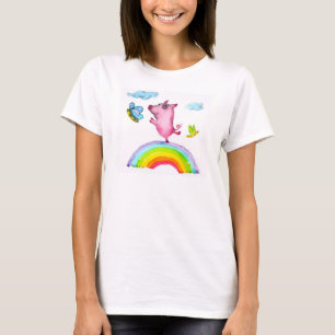 Schwein und Regenbogen T-Shirt