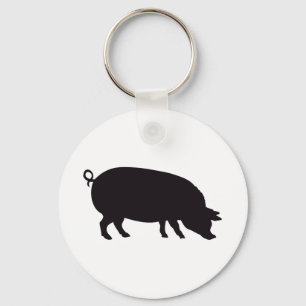 Schwein Vintage Holzschnitt Schlüsselanhänger