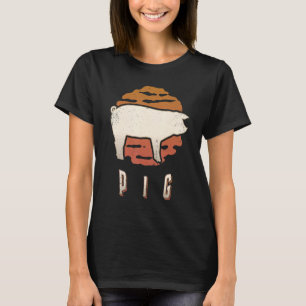 Schwein Vintage Retro Klassisches Tier Sonnenunter T-Shirt