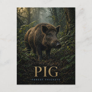 Schwein Wald Dickicht Wildtier TIER Postkarte