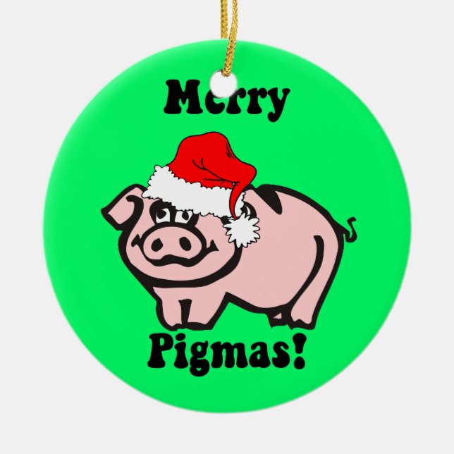 Schwein Weihnachten Keramik Ornament (Vorne)