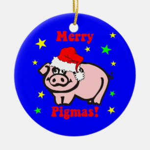 Schwein-Weihnachten Keramik Ornament