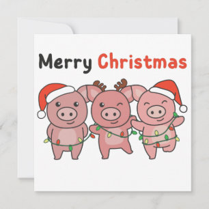 Schwein Weihnachten Niedliche Schweine Frohe Weihn Einladung