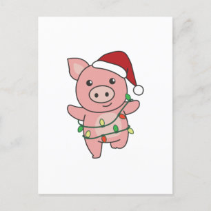 Schwein Weihnachts Wintertiere Schweine Feiertagspostkarte