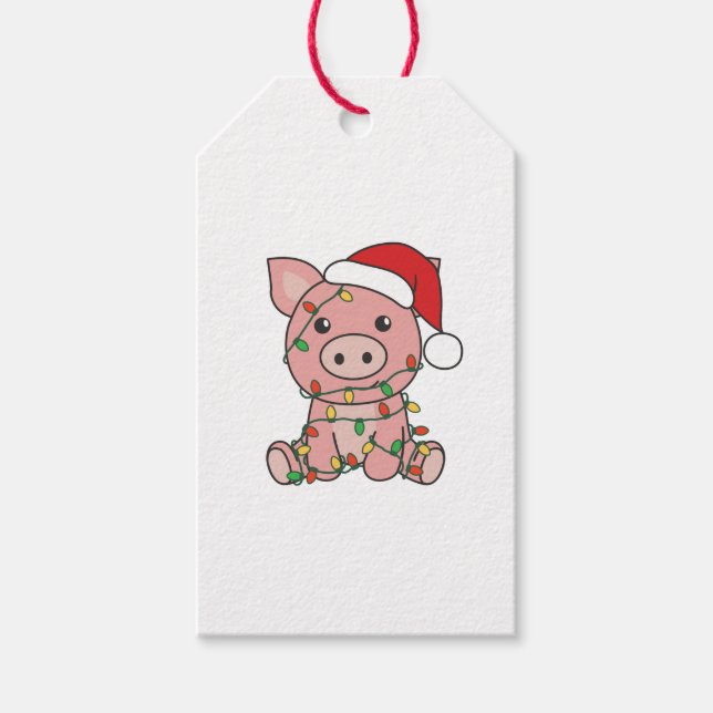 Schwein Weihnachts Wintertiere Schweine Geschenkanhänger (Vorderseite)