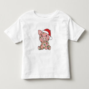 Schwein Weihnachts Wintertiere Schweine Kleinkind T-shirt