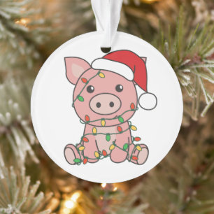 Schwein Weihnachts Wintertiere Schweine Ornament