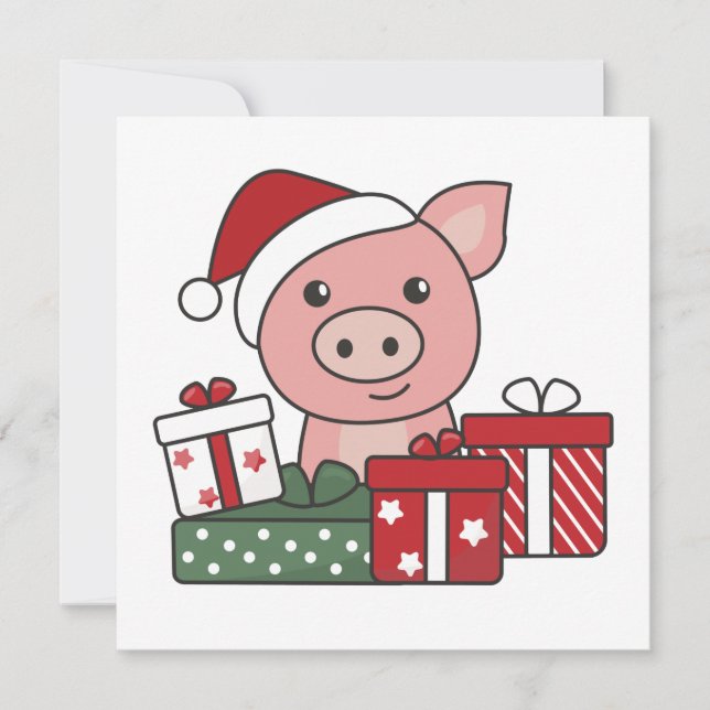 Schwein Weihnachtsgeschenk Wintertiere Schweine Einladung (Vorderseite)