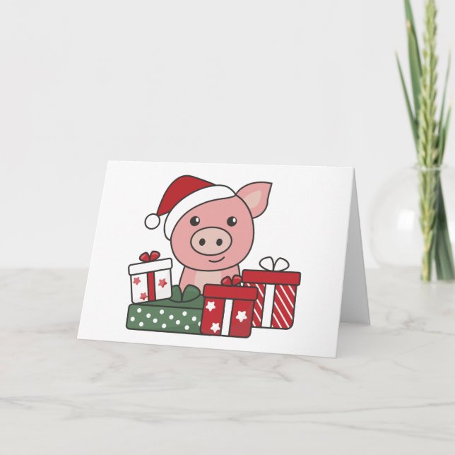 Schwein Weihnachtsgeschenk Wintertiere Schweine Feiertagskarte (Vorderseite)