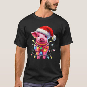 Schwein Weihnachtslicht Schwein Liebhaber T-Shirt