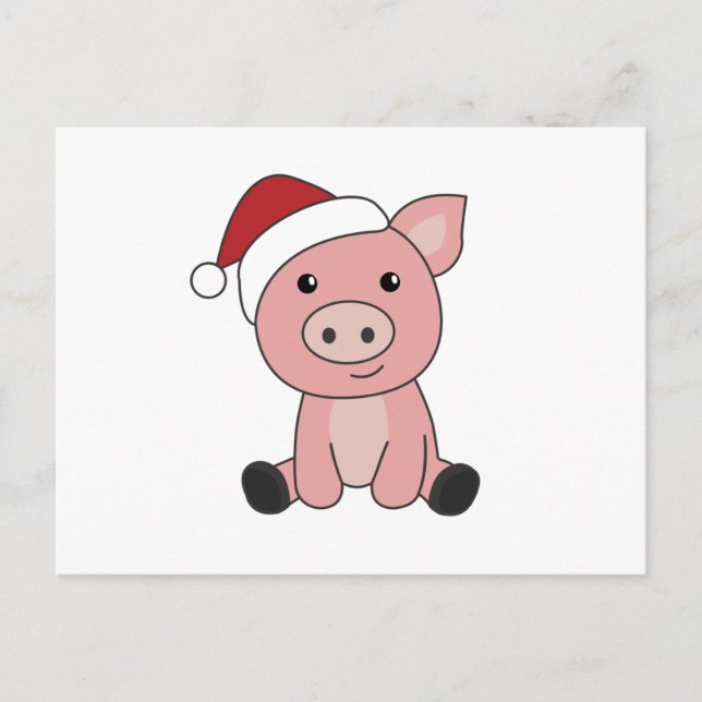 Schwein Weihnachtsschnee Wintertiere Schweine Postkarte (Vorderseite)
