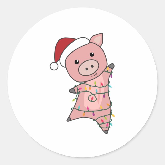 Schwein Weihnachtsschnee Wintertiere Schweine Runder Aufkleber (Vorderseite)