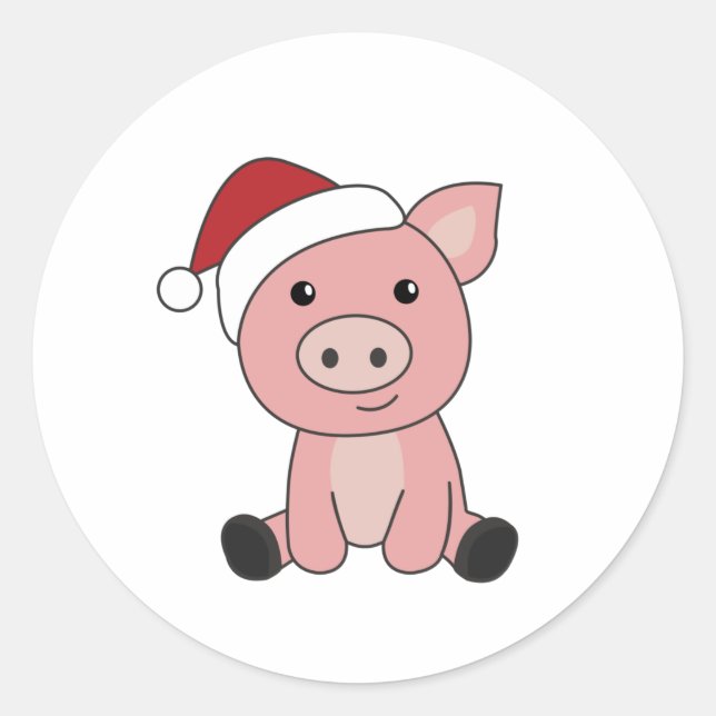 Schwein Weihnachtsschnee Wintertiere Schweine Runder Aufkleber (Vorderseite)