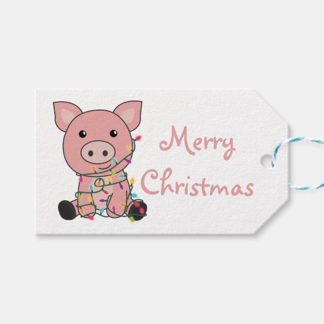 Schwein Weihnachtsschnee Wintertiere Schweine Truc Geschenkanhänger (Vorderseite (Horizontal))