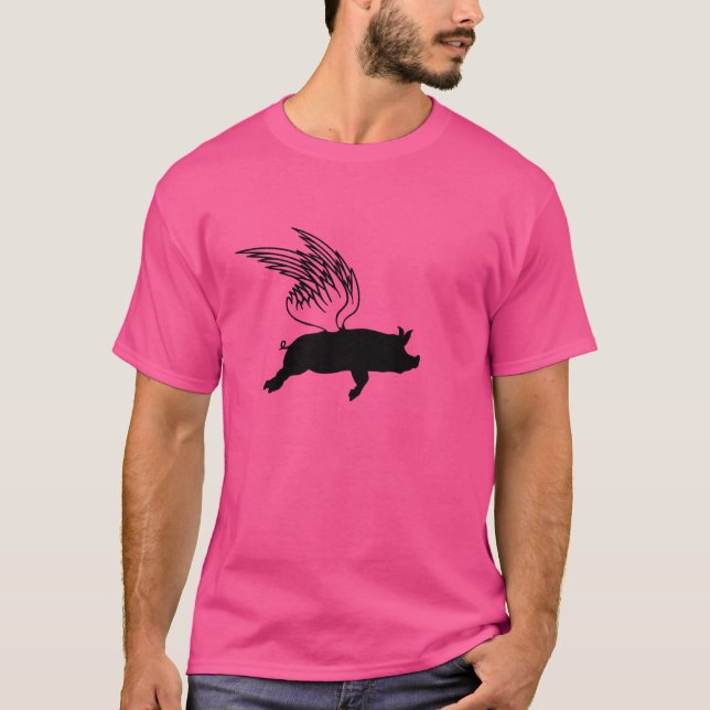 Schwein, wenn Schweine Fliegen Funny Sprichwort Fl T-Shirt (Vorderseite)