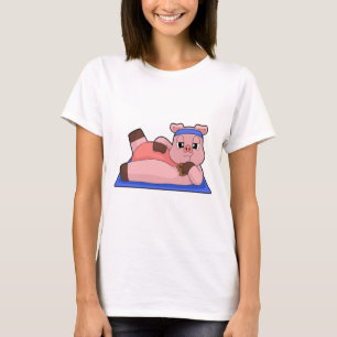 Schwein Yoga Fitness Gymnastik T-Shirt