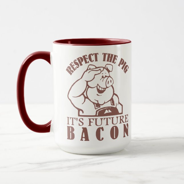 SCHWEIN ZUR BACON-Tasse - wählen Sie Stil & Farbe Tasse (Links)