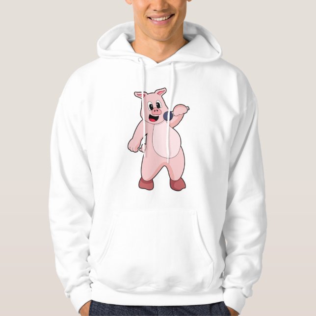 Schweinchen beim Singen mit Mikrofon Hoodie (Vorderseite)