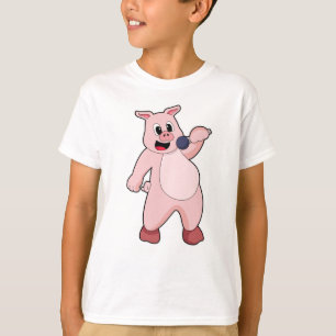 Schweinchen beim Singen mit Mikrofon T-Shirt