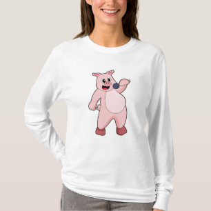 Schweinchen beim Singen mit Mikrofon T-Shirt