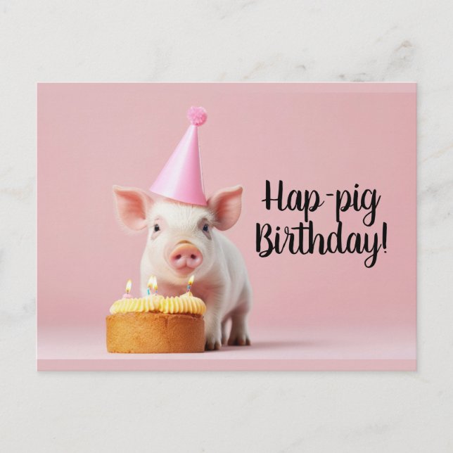 Schweinchen-Geburtstag! Postkarte (Vorderseite)