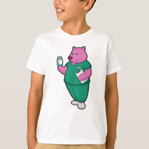 Schweine als Krankenschwester mit Arzneimittel T-Shirt