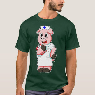 Schweine als Krankenschwester mit Smock T-Shirt