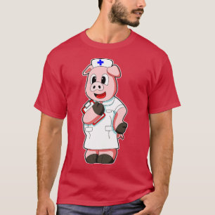 Schweine als Krankenschwester mit Smock T-Shirt