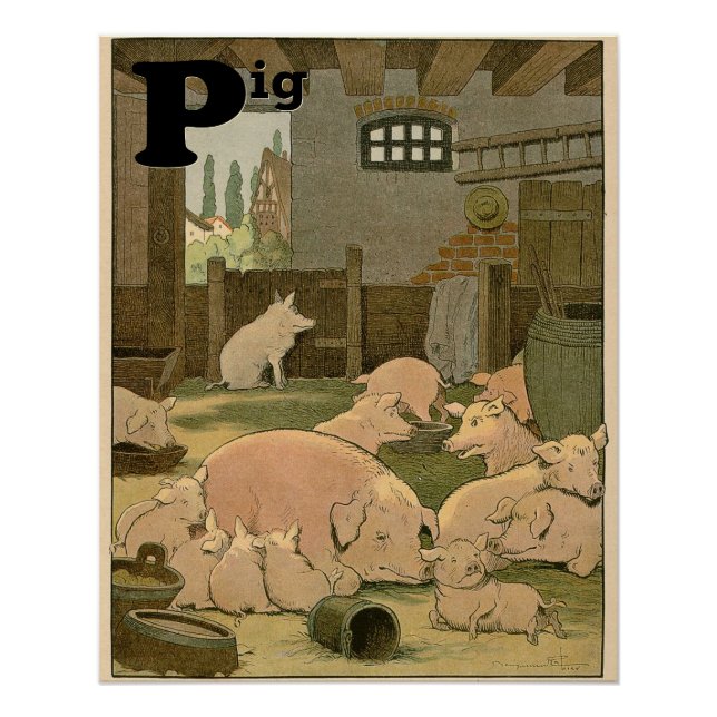 Schweine auf dem Bauernhof Alphabet Perfect Poster (Vorderseite)