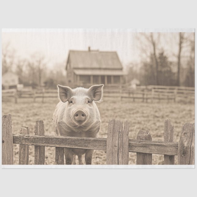 Schweine auf der Vintagen Bauernstil-Dekoupage Seidenpapier (Vorderseite)