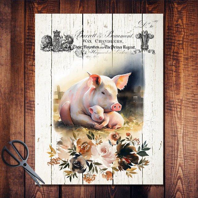 Schweine aus dem französischen Land Floral Hampshi Seidenpapier (Von Creator hochgeladen)